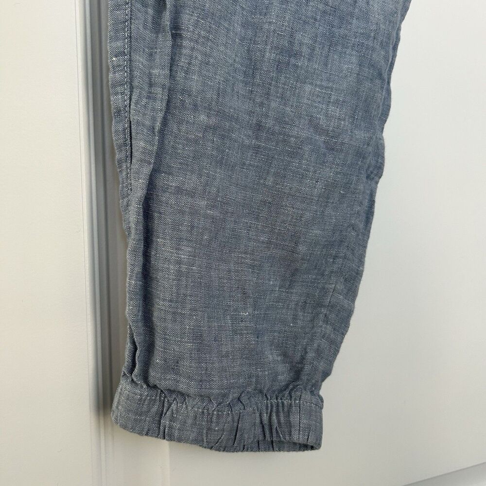 Athleta Retreat Blue Chambray Linen Jogger Pants Zip Pockets Size 10 Pull On - Picture 4 of 11
